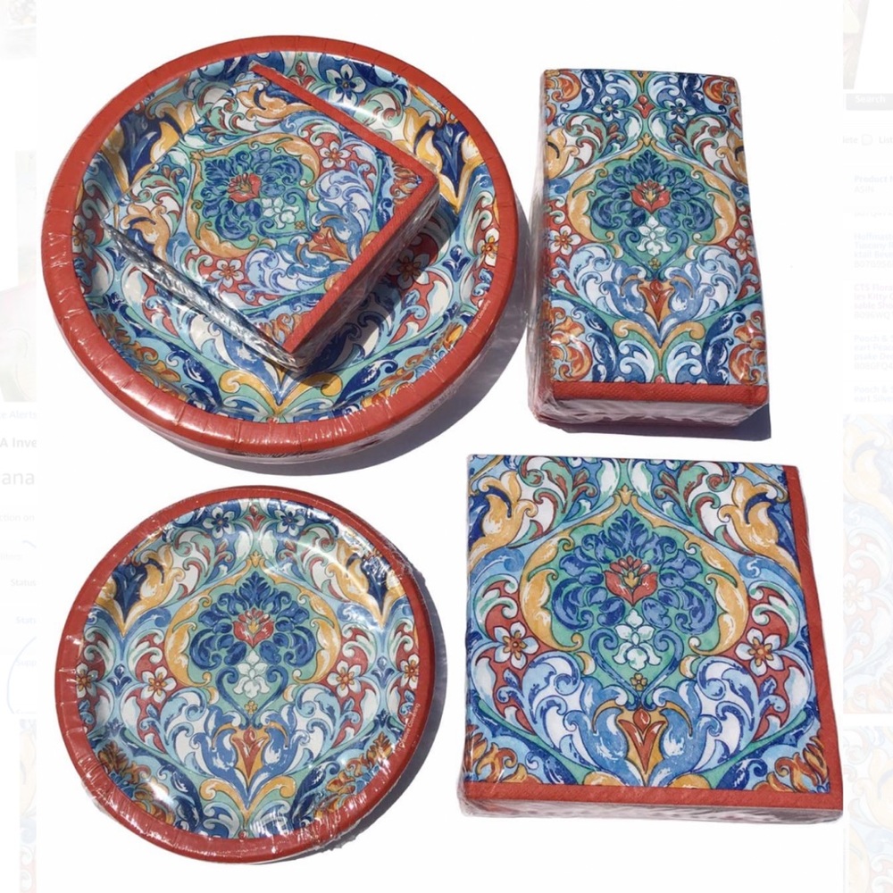 Classic Damask Paper Party Bundle - Serves 18
